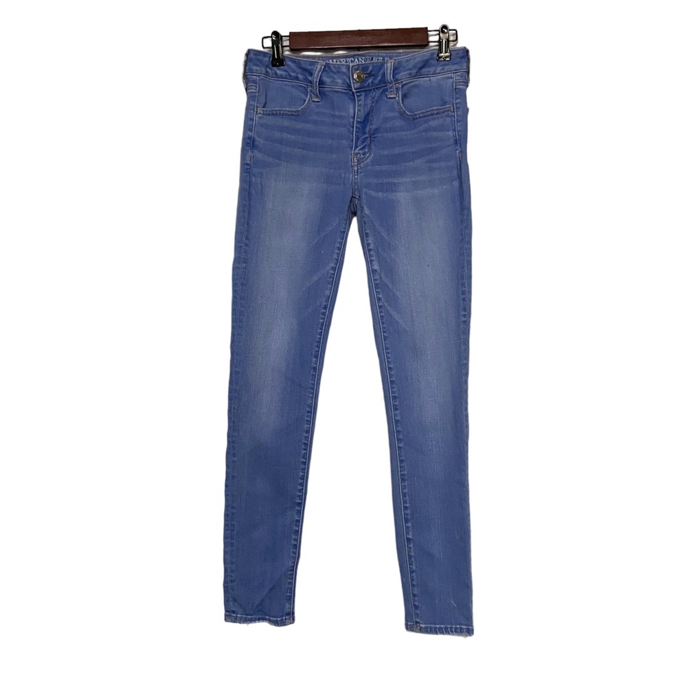 American Eagle Super Super Stretch Jegging AEO Denim Cafe Womens Sz 8 Jeans Blue